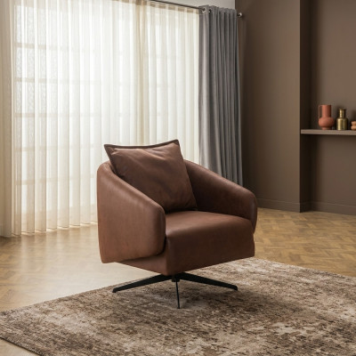 Armchair, wing chair, swivel chair, single seater, seat, faux leather, brown design