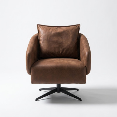 Armchair, wing chair, swivel chair, single seater, seat, faux leather, brown design