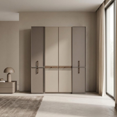 Wardrobe bedroom wardrobe cupboard wooden cupboard gray mirror