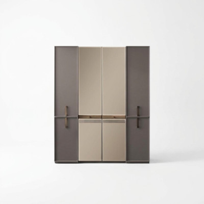 Wardrobe bedroom wardrobe cupboard wooden cupboard gray mirror