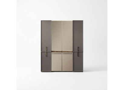 Wardrobe bedroom wardrobe cupboard wooden cupboard gray mirror