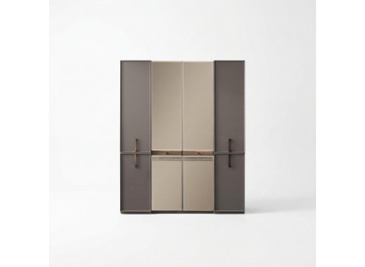 Wardrobe bedroom wardrobe cupboard wooden cupboard gray mirror