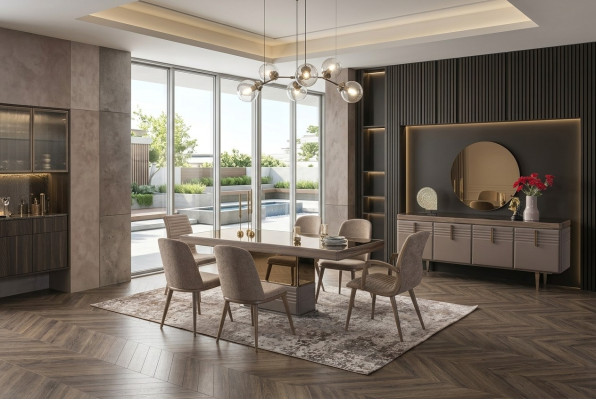 Dining table dining room table table dining room luxury wood beige 199 cm