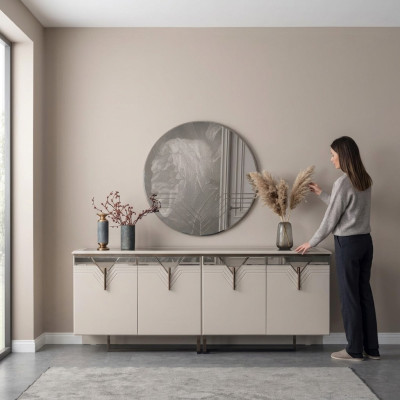 Sideboard dresser with mirror wooden cabinet chest of drawers wooden cabinet white