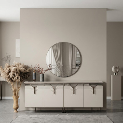 Sideboard dresser with mirror wooden cabinet chest of drawers wooden cabinet white