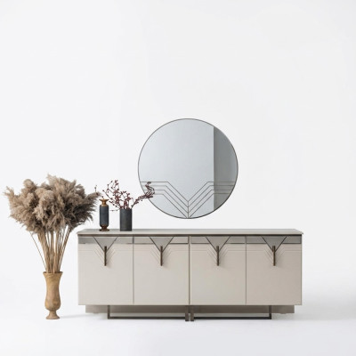 Sideboard dresser with mirror wooden cabinet chest of drawers wooden cabinet white