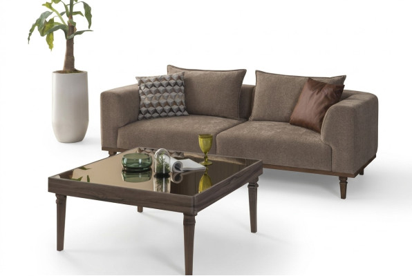Three-seater sofa, 3-seater fabric sofa, upholstered sofa, gray, modern fabric, new
