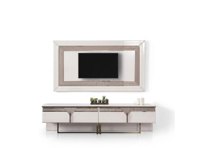 Wall unit TV stand wall panel RTV lowboard white wood sideboard modern