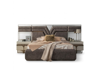 Bedroom set double bed bed nightstands set 3-piece gray modern