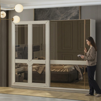Wardrobe Wooden Wardrobe Bedroom Wardrobe Cabinet Mirror White