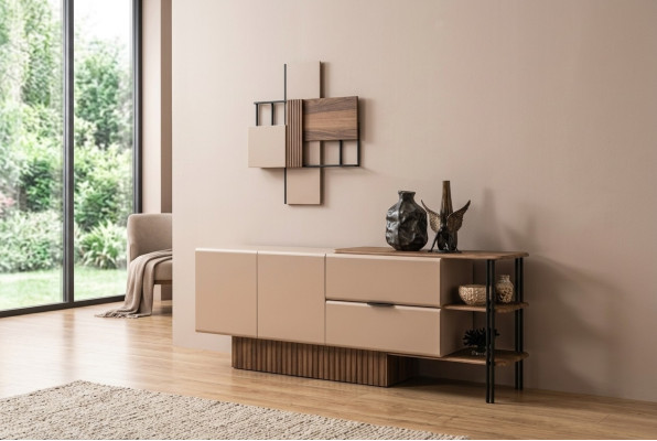 Sideboard Sideboard Wooden Cabinet Dresser Cabinet Wood Beige Modern