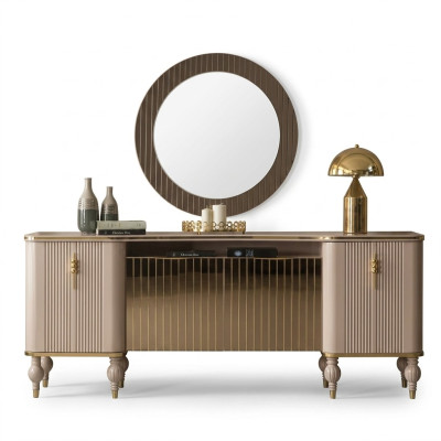 Luxurious living room set modern sideboard glass mirror wood sideboard