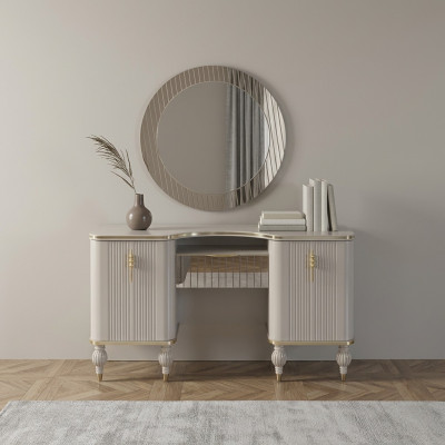 Beige dressing table designer vanity table cosmetic table console mirror