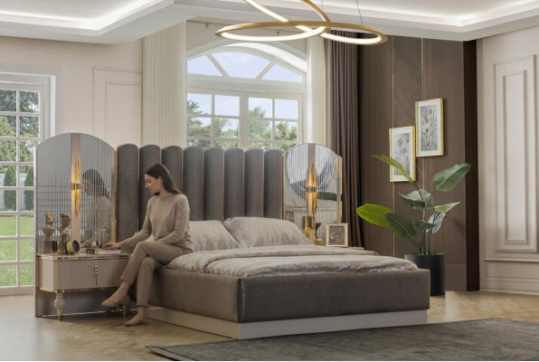 Exclusive bedroom furniture designer double bed modern nightstands
