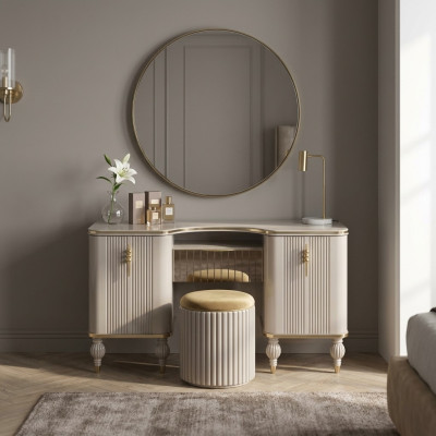 Beige Vanity Table Designer Dressing Table Bedroom Exclusive Furniture