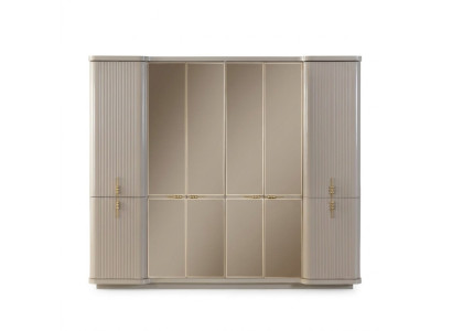 Beige wardrobe clothes cabinet bedroom wooden cabinet furniture