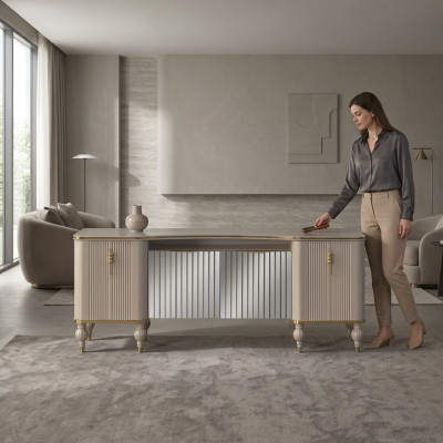 Modern beige sideboard luxurious living room wooden cabinet new