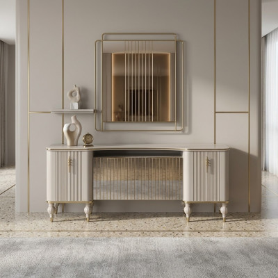 Modern beige sideboard luxurious living room wooden cabinet new