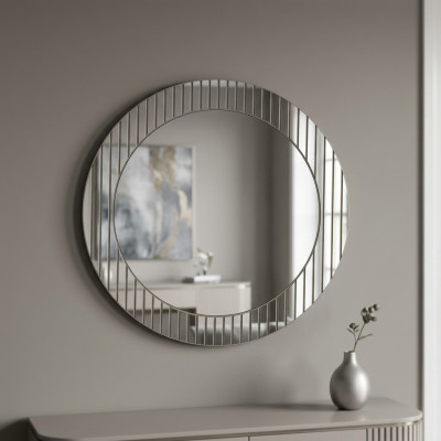 Gray round mirror designer hallway mirror modern decorative mirror luxury furniture