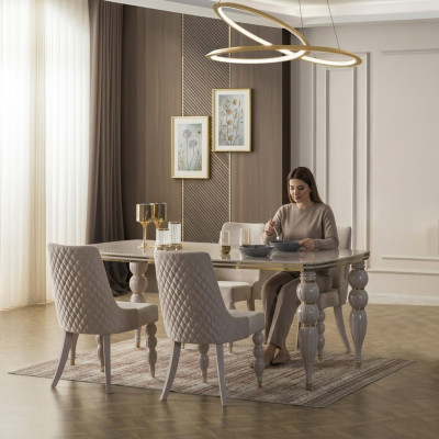 Beige dining table luxurious wooden table designer dining room furniture new
