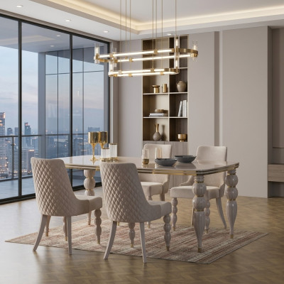 Beige dining table luxurious wooden table designer dining room furniture new