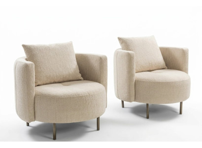 Beige textile armchair designer club chair cocktail chair upholstered furniture