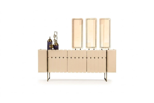 Modern Beige Sideboard Luxurious Sideboard Exclusive x3 Mirrors 4-piece