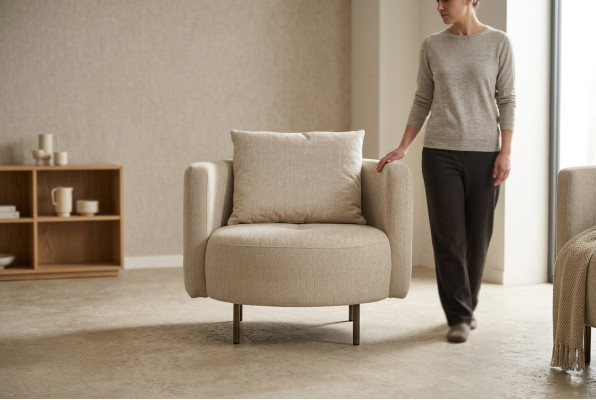 Fabric armchair, armchair, cocktail chair, single-seater, beige designer seat, new