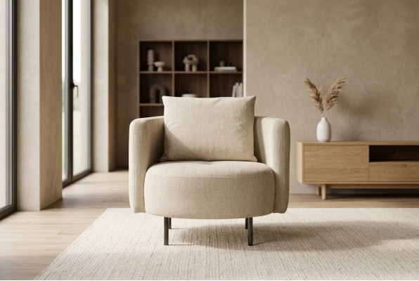 Fabric armchair, armchair, cocktail chair, single-seater, beige designer seat, new