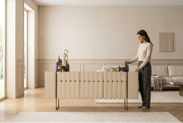 Beige wood sideboard designer dresser sideboard wooden cabinet luxury furniture