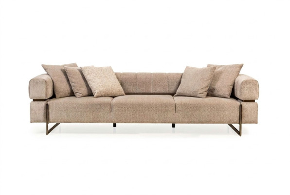 Beige four-seater designer fabric sofa upholstered sofas living room couches