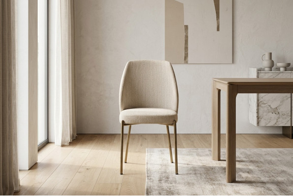 Exclusive Beige Dining Chairs Complete Set of 6 Upholstered Kitchen Chairs