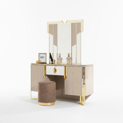 Vanity table mirror dressing table makeup console console table beige