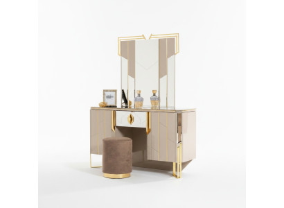 Vanity table mirror dressing table makeup console console table beige
