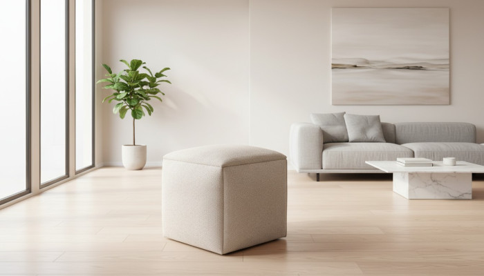Stool Upholstered Stool Fabric Stool Beige Makeup Stool Modern