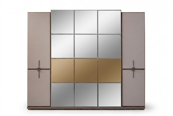 Wardrobe wardrobe design wooden cabinet with mirror gray