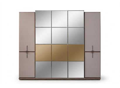 Wardrobe wardrobe design wooden cabinet with mirror gray