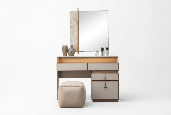 Garniture Makeup Console Dressing Table Mirror Console Table Gray 3-piece Set