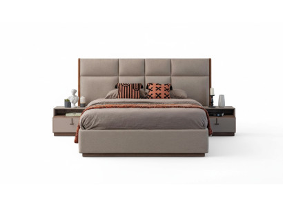 Double bed bedroom bed nightstands gray 3-piece set bed box