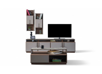 Group living room TV stand wall cabinets lowboard gray coffee table 3-piece set