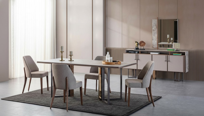 Dining set dining nook dining table chairs wood gray dining room 9-piece sideboard