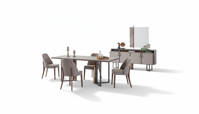 Dining set dining nook dining table chairs wood gray dining room 9-piece sideboard