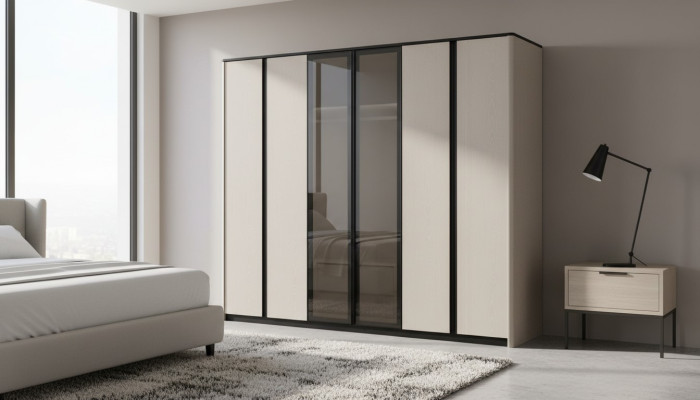 Wardrobe Closet Coat Closet Modern Wood Wardrobe Gray