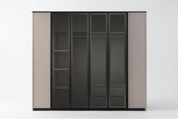 Wardrobe Coat Closet Cabinet Modern Wooden Cabinet Gray