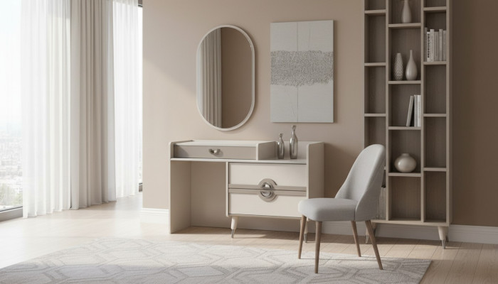 Dressing table vanity table makeup console mirror console table gray