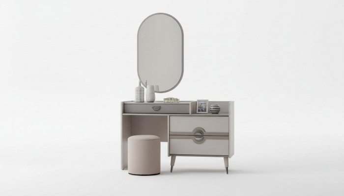 Group Vanity Table Dressing Table Mirror Console Table Gray 3-piece Set