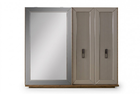 Wardrobe cabinet closet mirror wooden cabinet beige