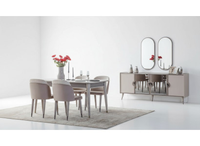 Gray dining room set dining chairs extendable table sideboard
