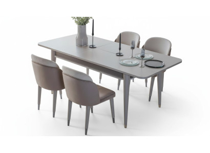 Luxurious extendable table designer modern dining room textile chairs