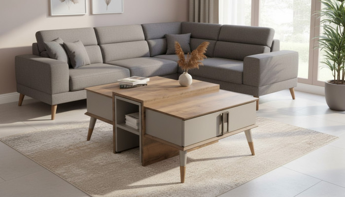 Modern brown coffee table designer side table.